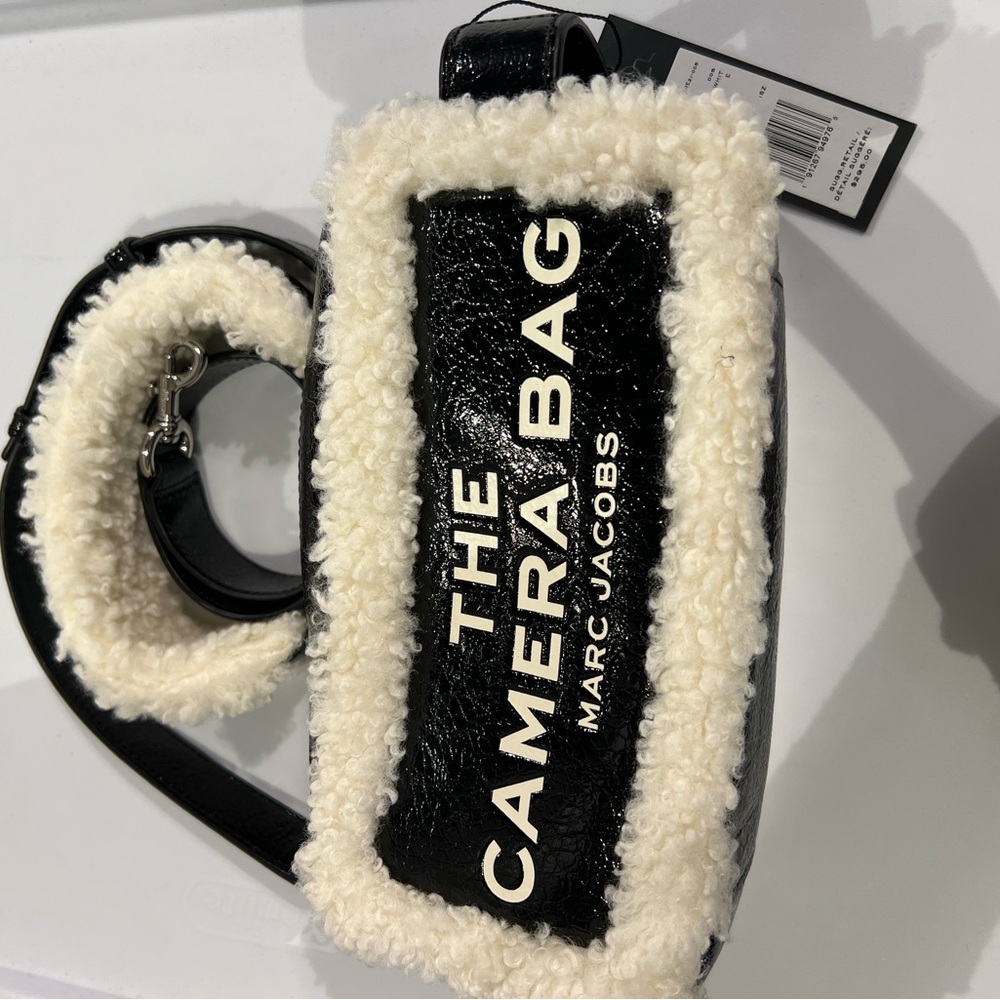 Marc Jacobs Black and Cream Shearling Camera Bag